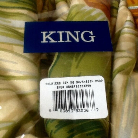 SOLD❗️3pc Set Tommy Bahama Palmiers GREEN 100% Cotton KING Duvet Cover & 2 Shams - Picture 6 of 11